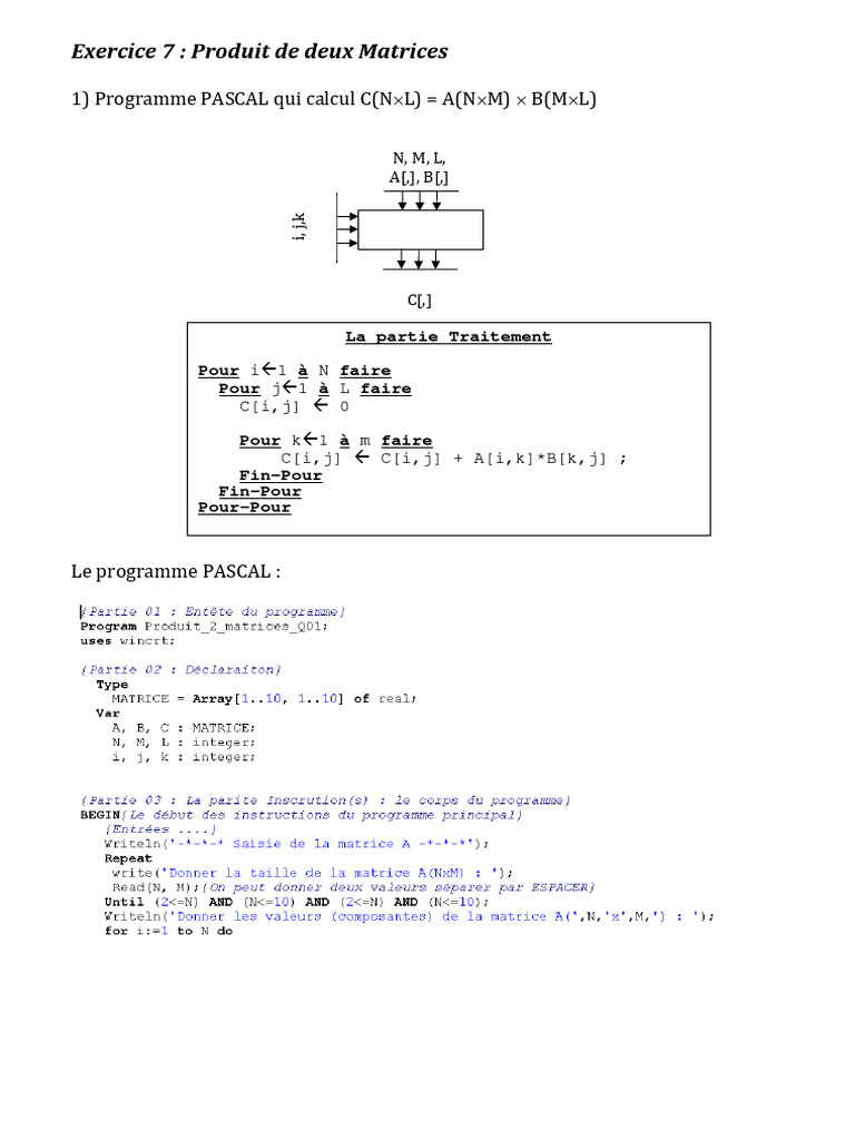 Produit de deux matrices en PASCAL | PDF | Programmation informatique ...