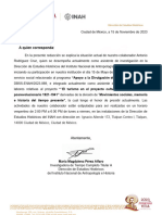Carta Antonio - Aclaracion Horario Servicio Social