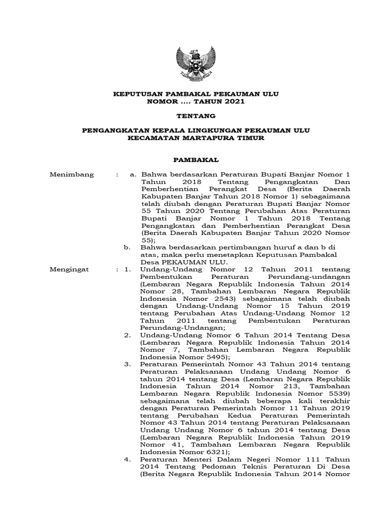 Sk Kepala Lingkungan 2 Pdf