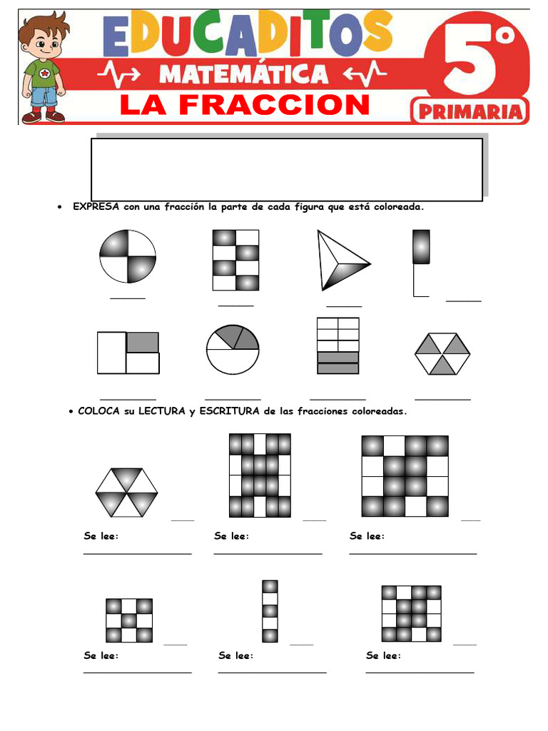 La Fraccion para Quinto Grado de Primaria | PDF | Notación Matemática ...