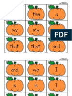 Pumpkin Sight Word Memory