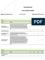 Informe de Progreso 2023 Logros y Aprendizajes Del Estudiante