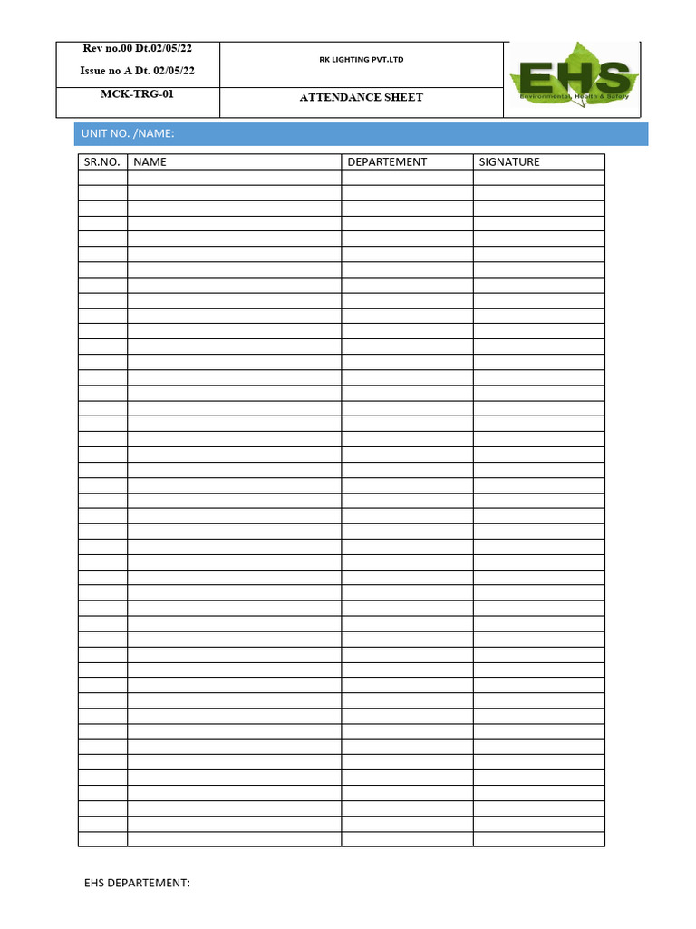 Fire Drill Attendance Sheet Template | PDF | Technology & Engineering