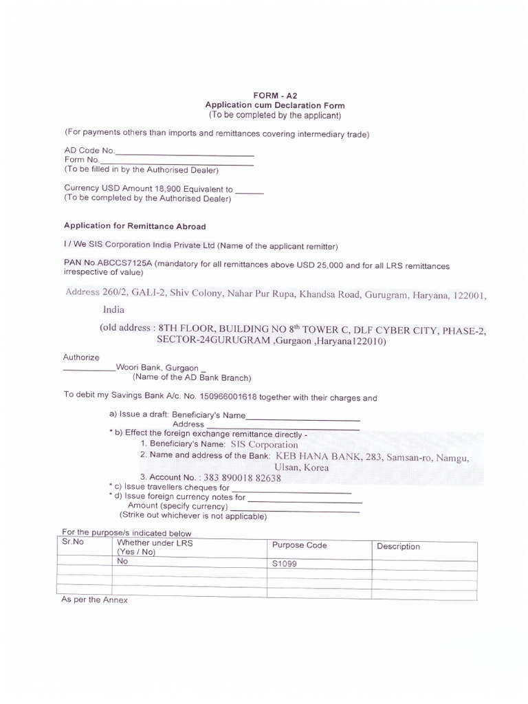 Form A2 18900 | PDF