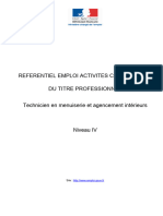 REFERENTIEL EMPLOI ACTIVITES COMPETENCES DU TITRE PROFESSIONNEL. Technicien en Menuiserie Et Agencement Intérieurs. Niveau IV