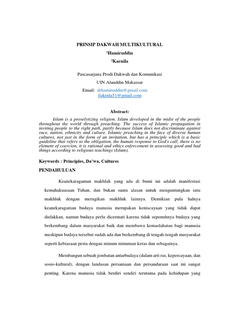 Jurnal Prinsip Dakwah Multikultural Pdf