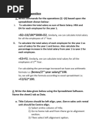 Steps For This Question of Excel