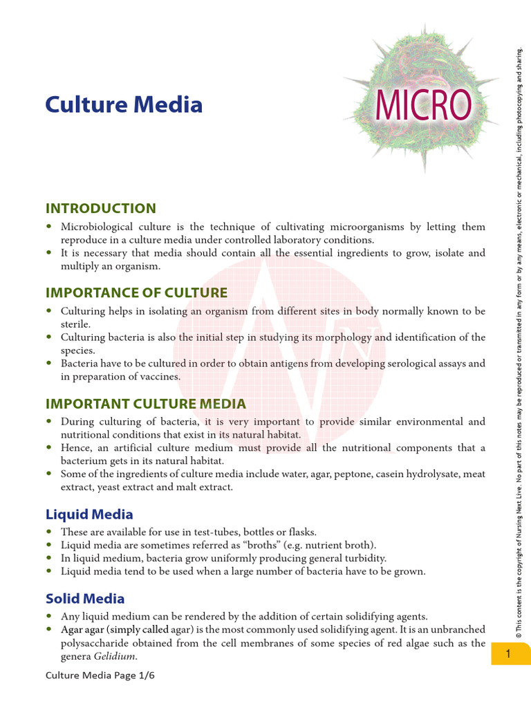 Micro Culture Media Pdf
