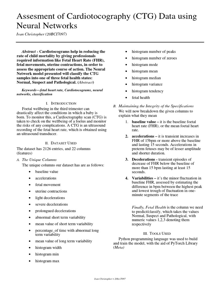 20bci7097 - Soft Computing - Project Report | PDF | Fetus | Statistics