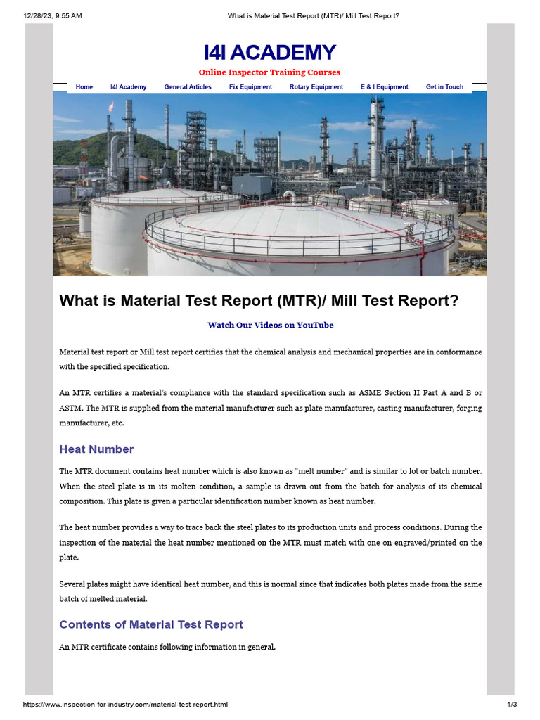 Understanding Material Test Reports (MTR) | PDF | Stainless Steel | Metals