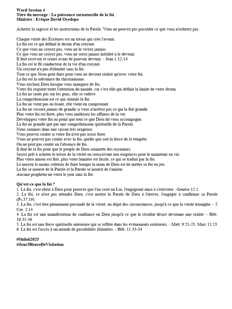 La puissance de la foi chrétienne | PDF | Dieu | Doctrines et croyances ...