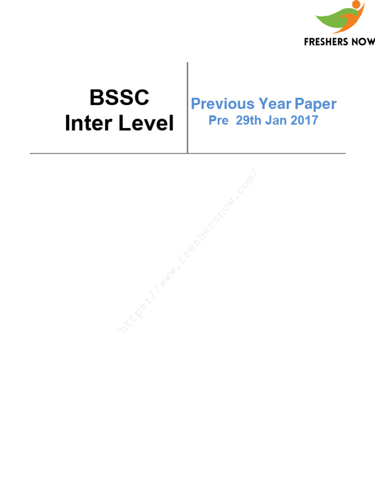 Bssc Inter Level Pre Pyp 29th Jan 2017 English Pdf