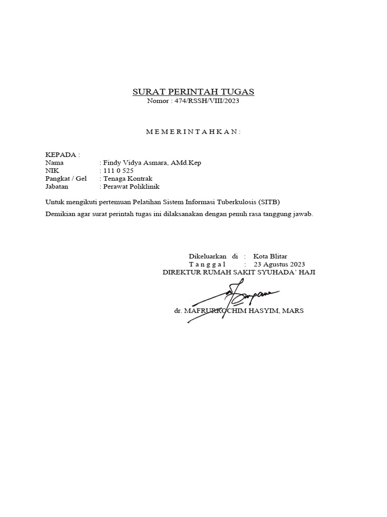 CONTOH ST+SPPD Rampung Pelatihan SITB | PDF