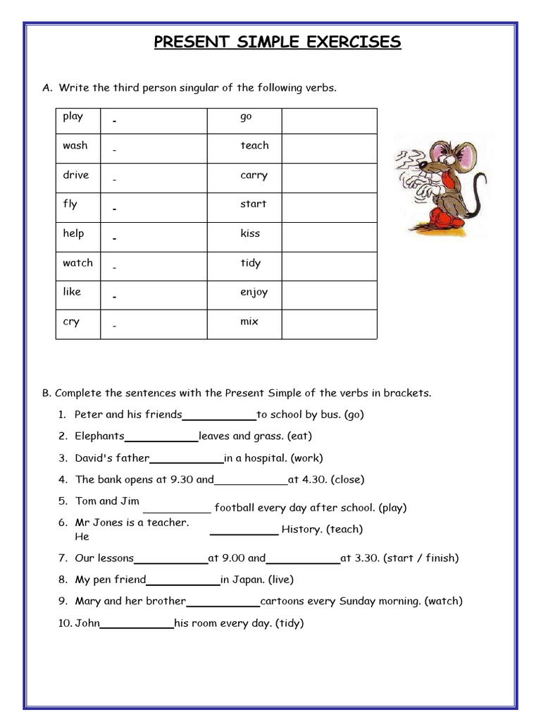 Present Simple Exercises | PDF | Language Families | Language Mechanics