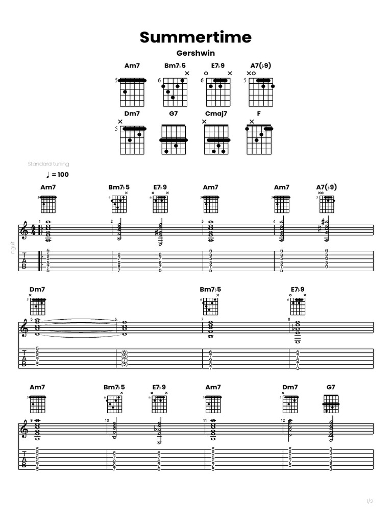 Summertime Chords PDF