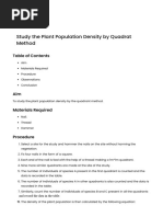 Calculate Plant Population Density by Quadrat Method