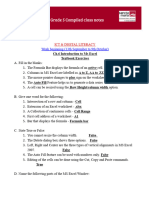 Term 2-Grade 5 Compiled Class Notes: Ch.6 Introduction To Ms Excel Textbook Exercises