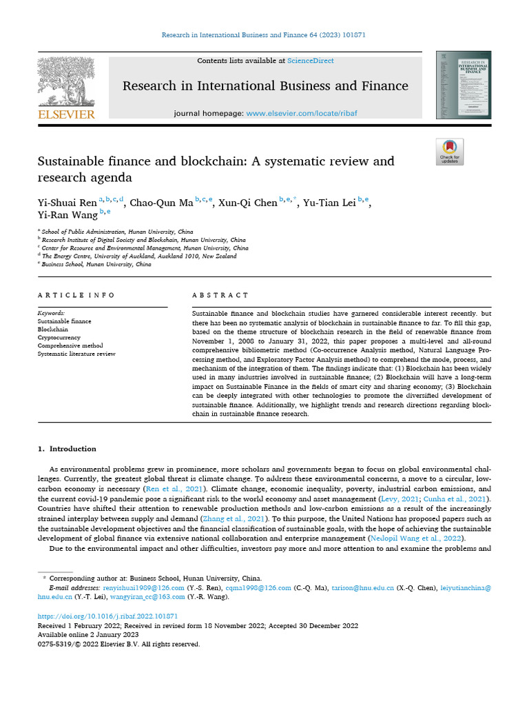 Blockchain's Role in Sustainable Finance | PDF | Finance & Money ...