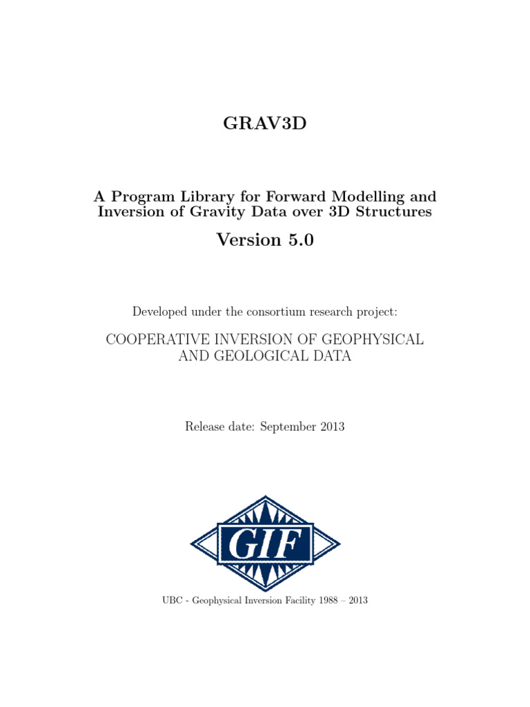 GRAV3D v5.0: 3D Gravity Modeling Tool | PDF | Parallel Computing ...