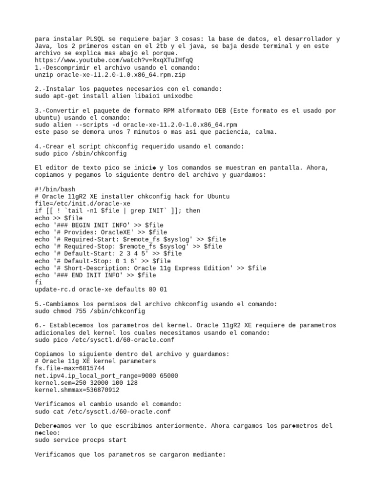 Instalacion de Oracle en Ubuntu | PDF