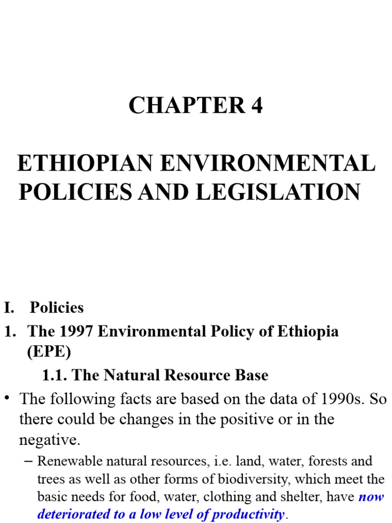 Chapter 4 Ethiopian Environmental Policies and Legislation PDF
