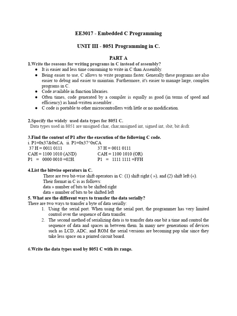 Emb C QB - Unit Iii | PDF