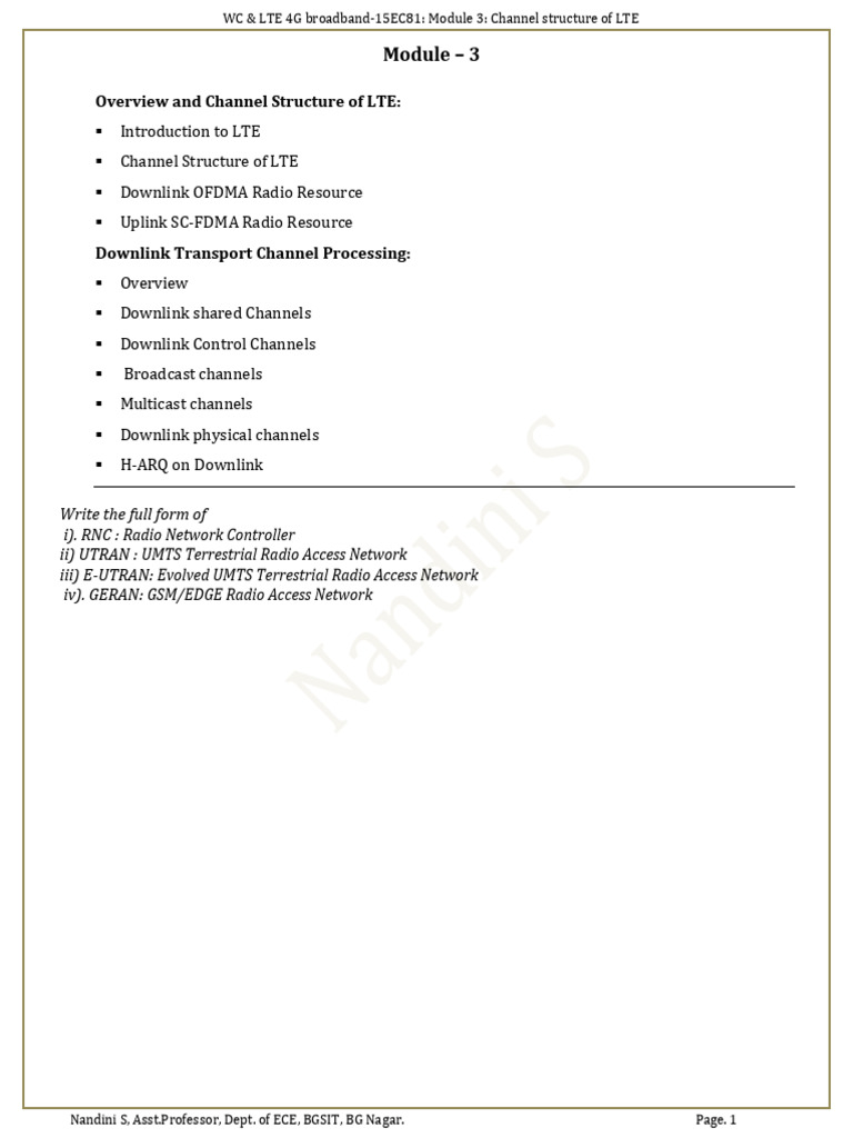 Wc Lte 4g Module 3 Pdf High Speed Packet Access 4 G