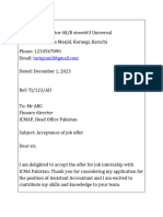 Tariq Jamil Job Acceptance Letter