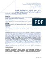 Serological Profile (Rheumatoid Factor and Anti - Citrullinated Peptides Antibodies) in A Group of Algerian Patients With Rheumatoid Arthritis