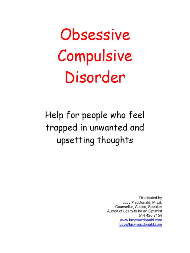 Obessive Compulsive Disorder Ocd Download Free Pdf Obsessive