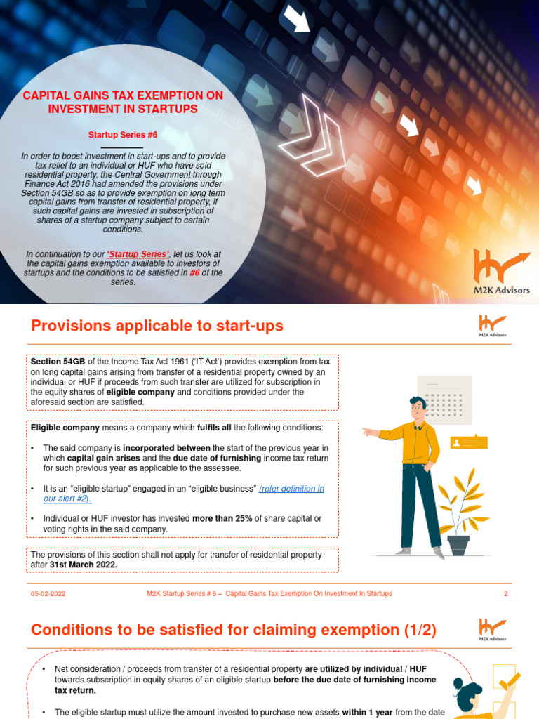 Startup Series 6 - Capital Gain Exemption On Investment in 
