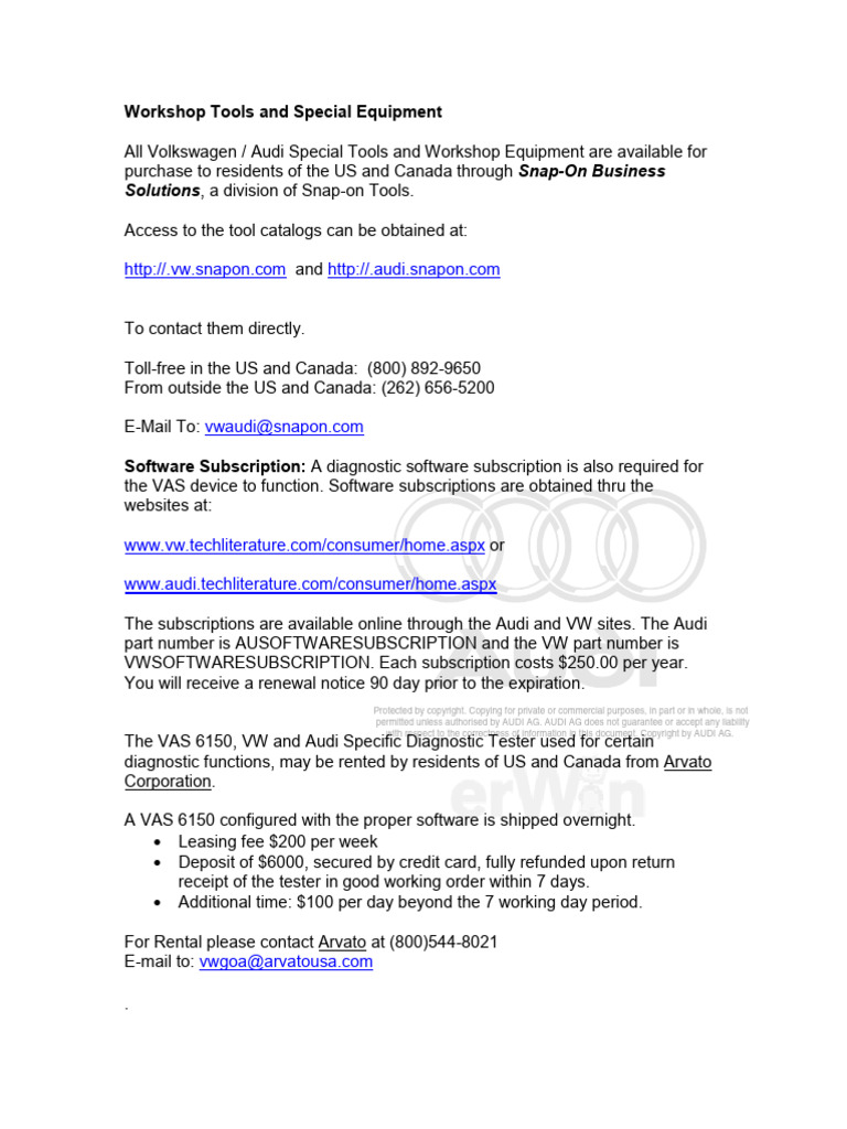 Workshop Tools and Special Equipment | PDF | Airbag | Copyright