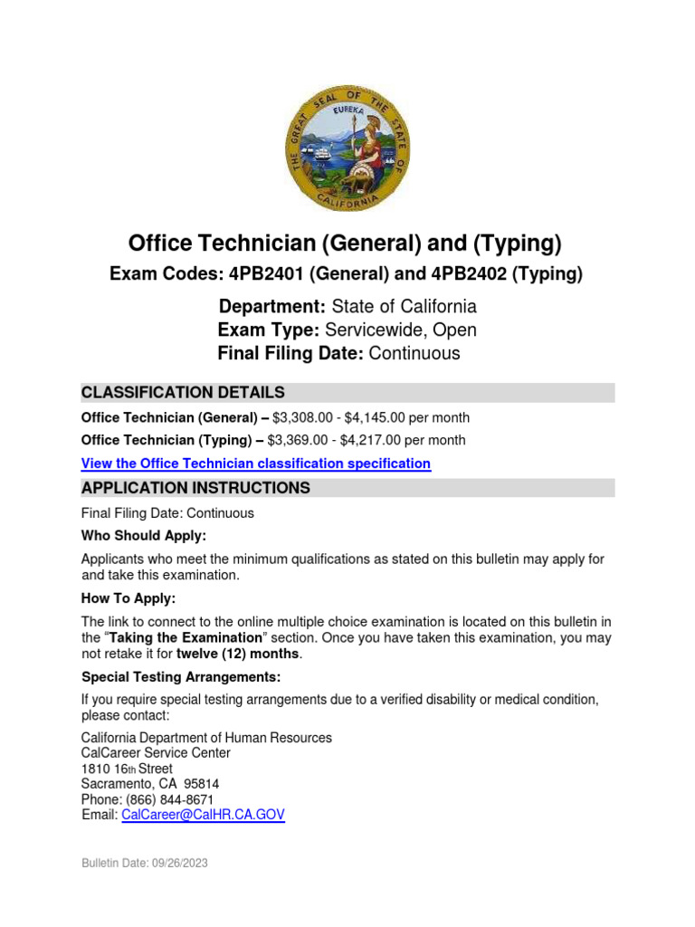 California Office Technician Exam Guide | PDF | Career & Growth | Business