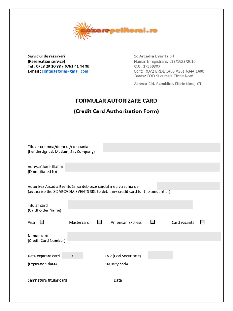 Formular Autorizare Card de Vacanta 2 | PDF