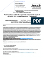 Factores Críticos de Éxito de La Gestión de Riesgos Con La Llegada de ISO 31000 2018 Análisis Descriptivos y de Contenido