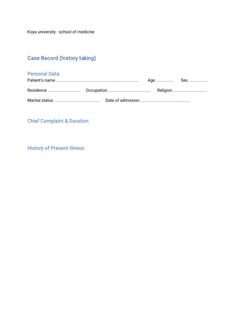 Taking A Headache History