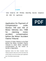 Motor Accident Compensation Claim Form - Application Under Section 140 and 166 of Motor Vehicles Act - Form Download in MS Word Format