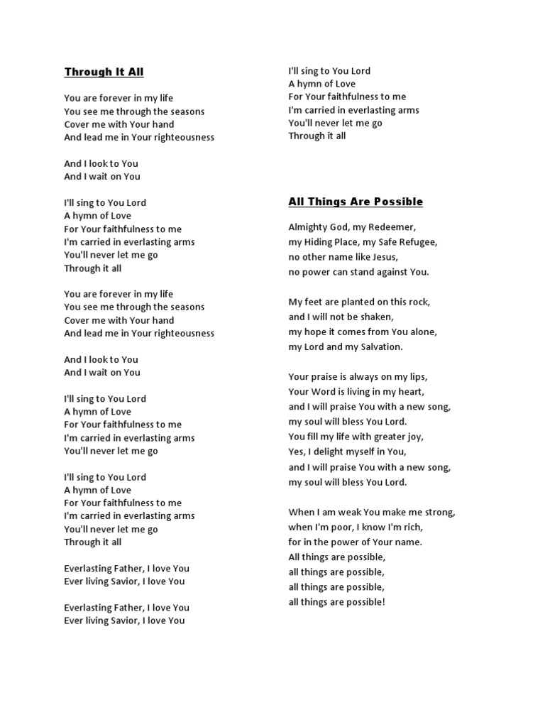 Through It All Pdf Hymns Jesus