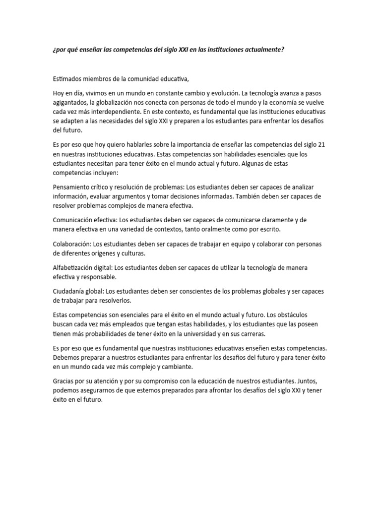 Estimados Miembros de La Comunidad Educativa | PDF | Crecimiento ...