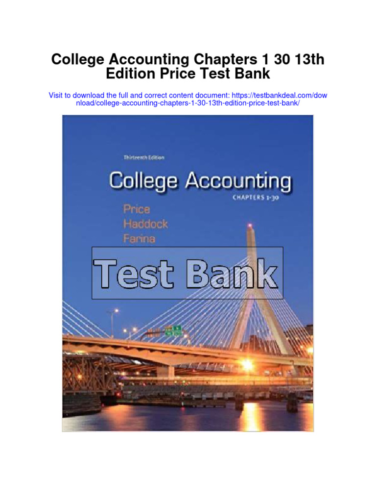 College Accounting Chapters 13013th Edition Price Test Bank