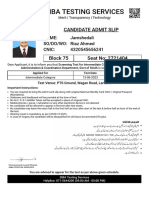 Siba Testing Services: Candidate Admit Slip