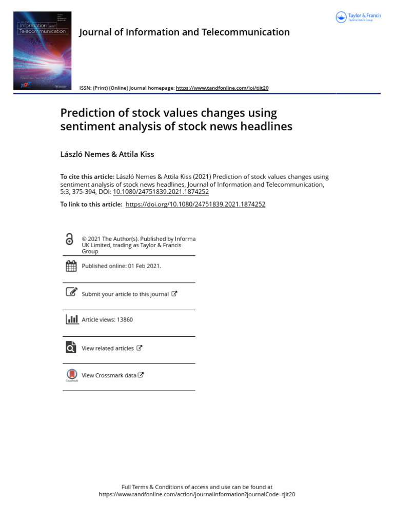 Prediction of Stock Values Changes Using Sentiment Analysis of Stock ...