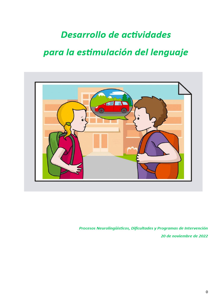 Actividad Desarrollo de Actividades para La Estimulación Del Lenguaje ...