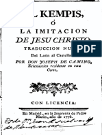 El Kempis o La Imitacion de Jesu Christo Madrid Imprenta Pedro Marin 1776