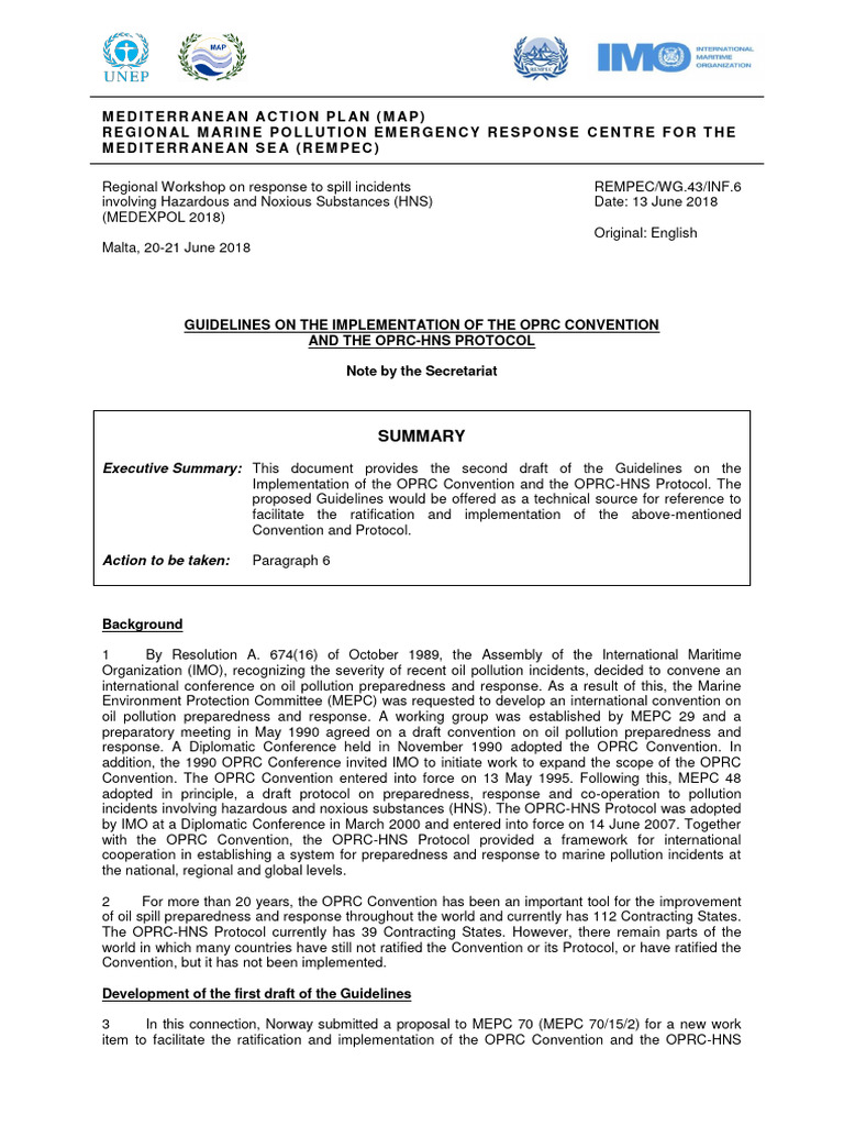 OPRC Convention and HNS Protocol Guidelines | PDF | Oil Spill