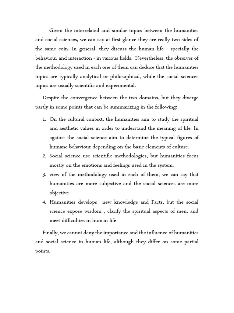What Is The Difference Between Social Sciences and Humanities PDF