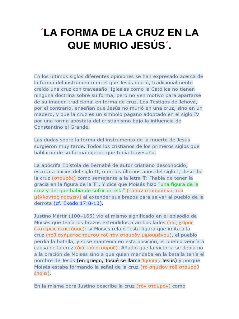 LA FORMA DE LA CRUZ de cristo | PDF | Crucifixion de jesus