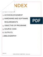 Certificate 2. Acknowledgement 3. Hardware and Software Requirements 4. Objective of Programe 5. Source Code 6. Outputs 7.bibliography