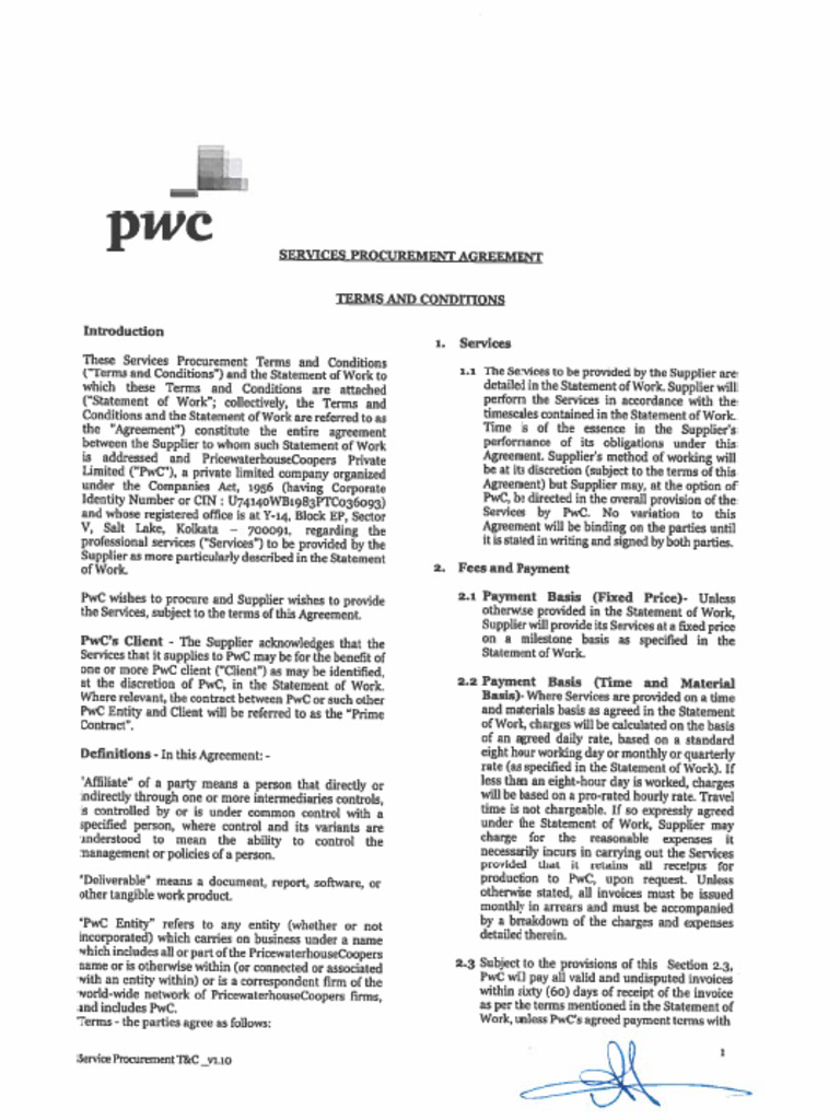Service Procurement Agreement PDF