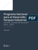 Informe y Estado de Situacion - Programa Parques Industriales